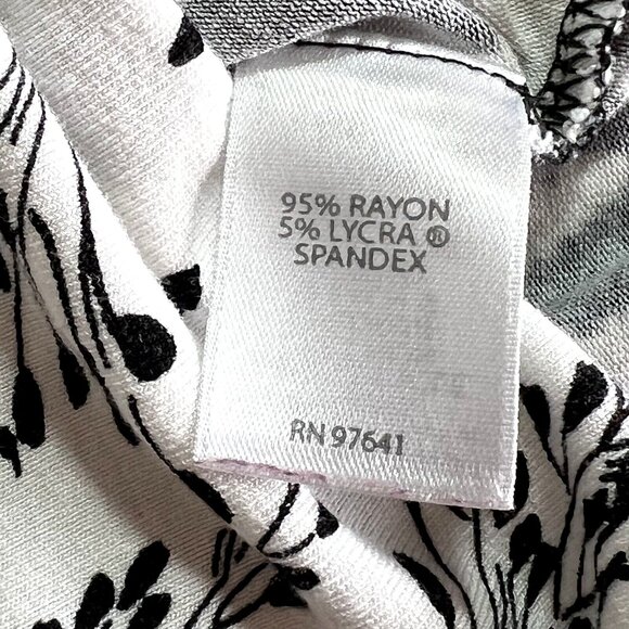 J. Jill - Women's M Tunic Top Stretch Black White Brown Floral Crewneck Petite - Picture 9 of 13